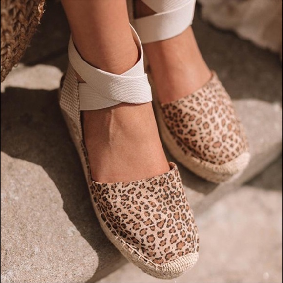 Soda Shoes - Leopard Criss Cross Espadrilles Size 7.5
